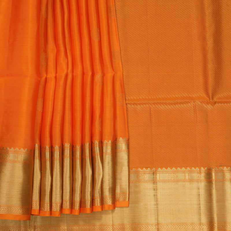 Hayagrivas Orange Handloom Soft Silk Saree KBF888H2-1