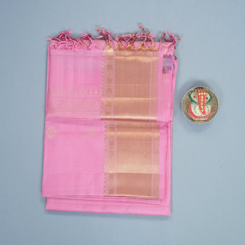 Hayagrivas Baby Pink Handloom Soft Silk Saree KBF888H2-2