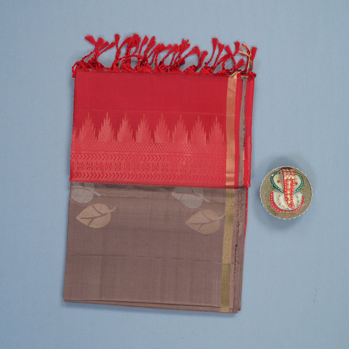 Hayagrivas Dusky Peach Handloom Soft Silk Saree KBF888H5-2