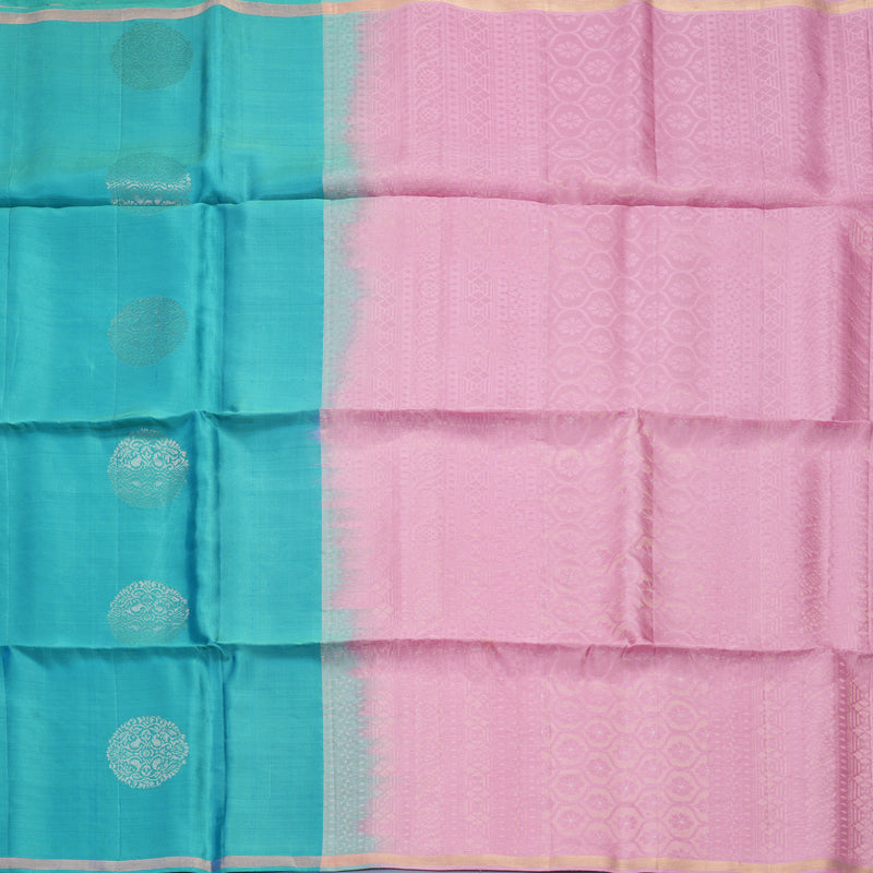 Hayagrivas Sea Blue Handloom Soft Silk Saree KBF888H5-3