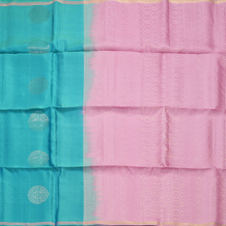 Hayagrivas Sea Blue Handloom Soft Silk Saree KBF888H5-3