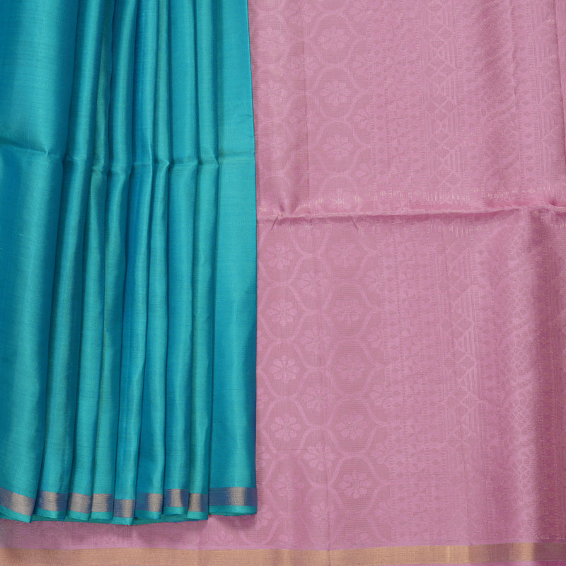 Hayagrivas Sea Blue Handloom Soft Silk Saree KBF888H5-3