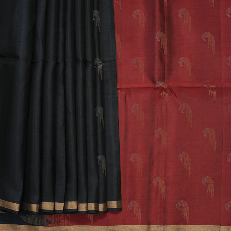 Hayagrivas Black Handloom Soft Silk Saree KBF888H5-7