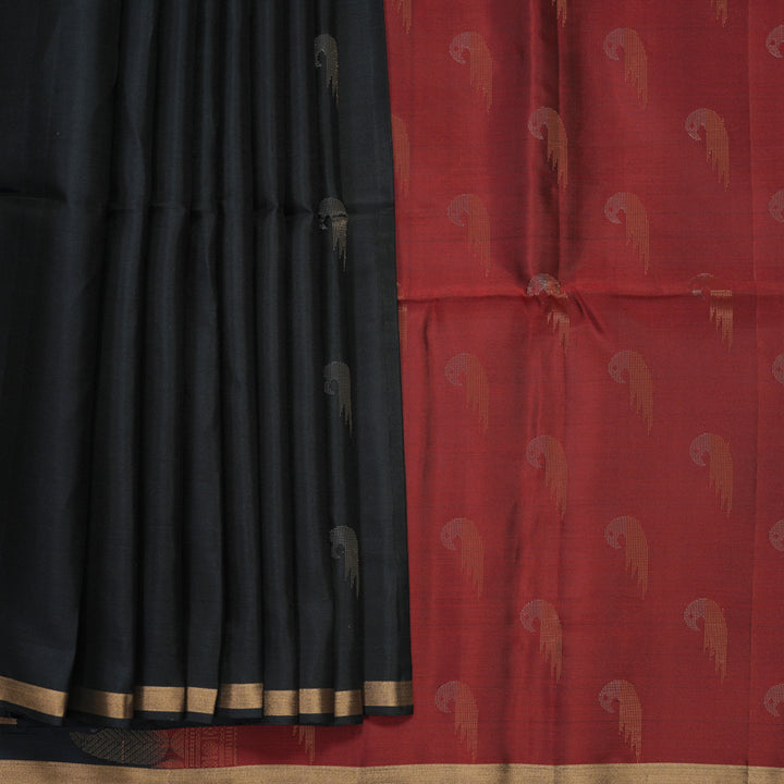 Hayagrivas Black Handloom Soft Silk Saree KBF888H5-7
