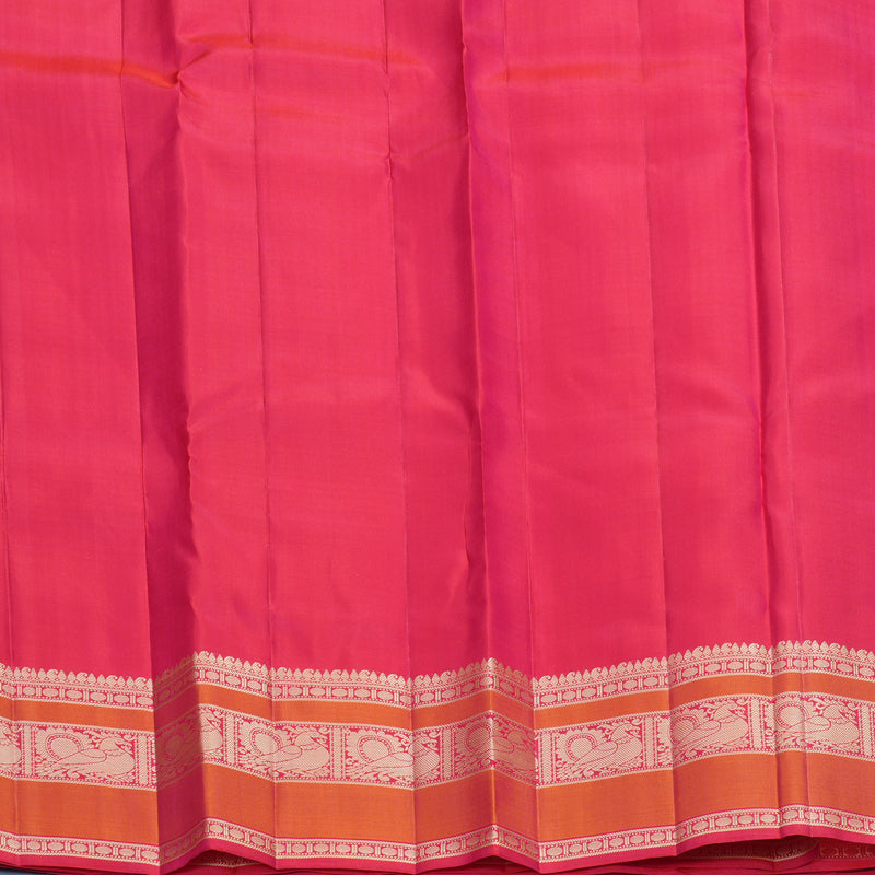 Hayagrivas Handloom Orangish-Pink Kanjivaram Silk Saree with Pink Border KBF889H10-1