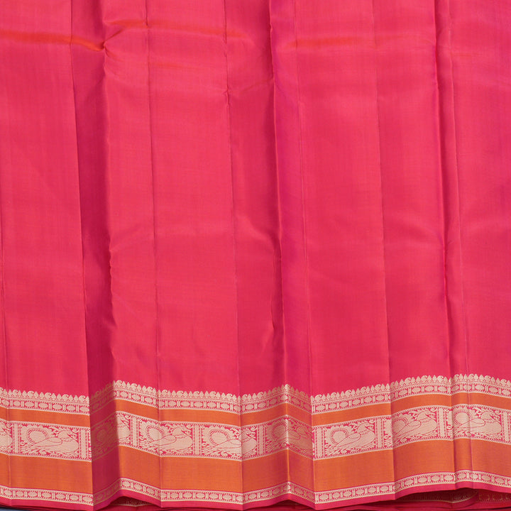 Hayagrivas Handloom Orangish-Pink Kanjivaram Silk Saree with Pink Border KBF889H10-1