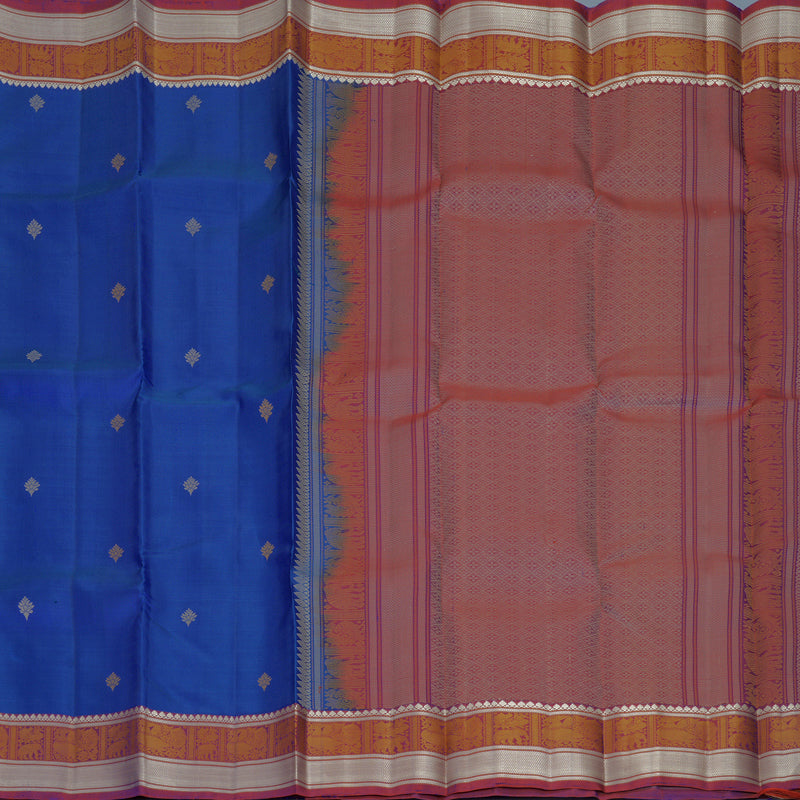 Hayagrivas Handloom Royal Blue Kanjivaram Silk Saree with Purple Border KBF889H10-2