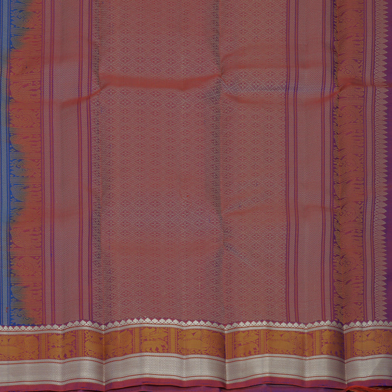 Hayagrivas Handloom Royal Blue Kanjivaram Silk Saree with Purple Border KBF889H10-2