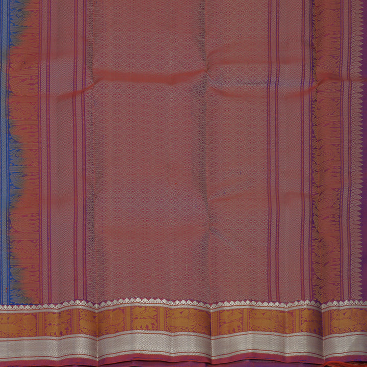Hayagrivas Handloom Royal Blue Kanjivaram Silk Saree with Purple Border KBF889H10-2