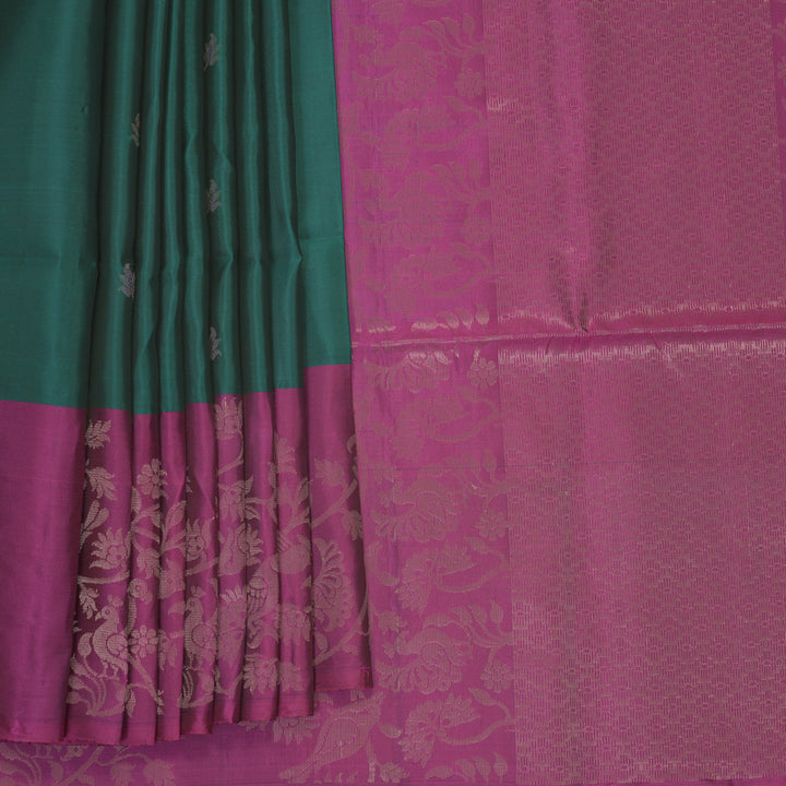 Hayagrivas Rama Green Handloom Soft Silk Saree KBF889H11-1