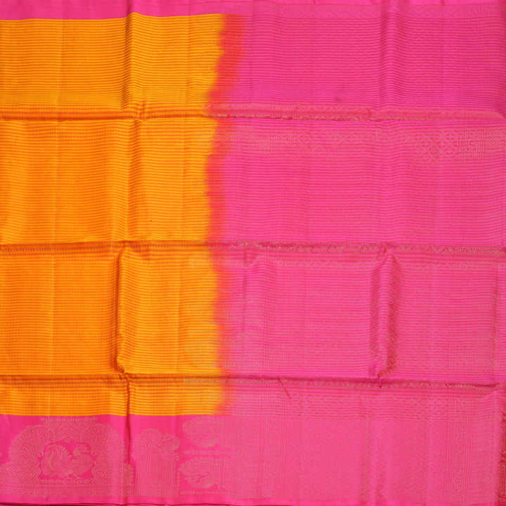 Hayagrivas Orange Stripes Handloom Soft Silk Saree KBF889H12-2
