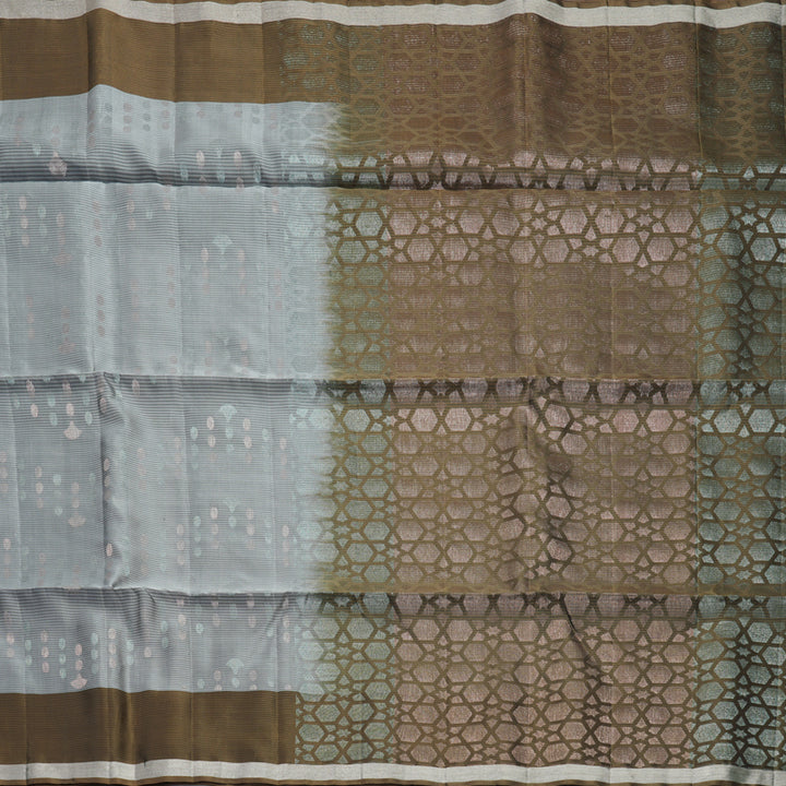 Hayagrivas Silver Grey Handloom Soft Silk Saree KBF889H14-2