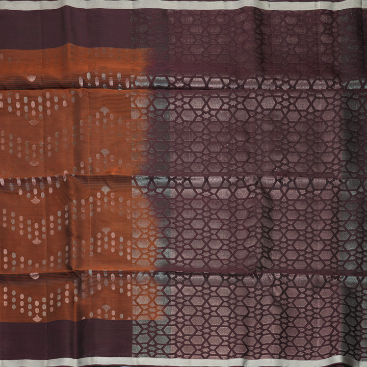 Hayagrivas Rust Brown Handloom Soft Silk Saree KBF889H14-3
