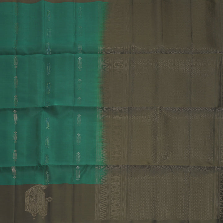Hayagrivas Peacock Green Handloom Soft Silk Saree KBF889H15-1