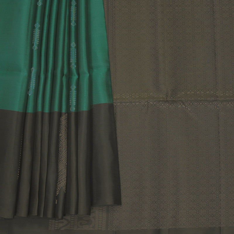 Hayagrivas Peacock Green Handloom Soft Silk Saree KBF889H15-1