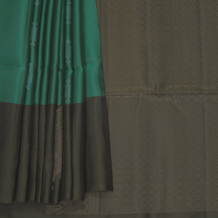 Hayagrivas Peacock Green Handloom Soft Silk Saree KBF889H15-1