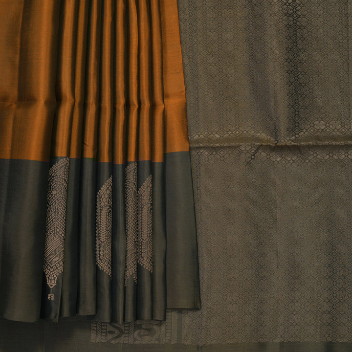 Hayagrivas Rust Orange Handloom Soft Silk Saree KBF889H15-2