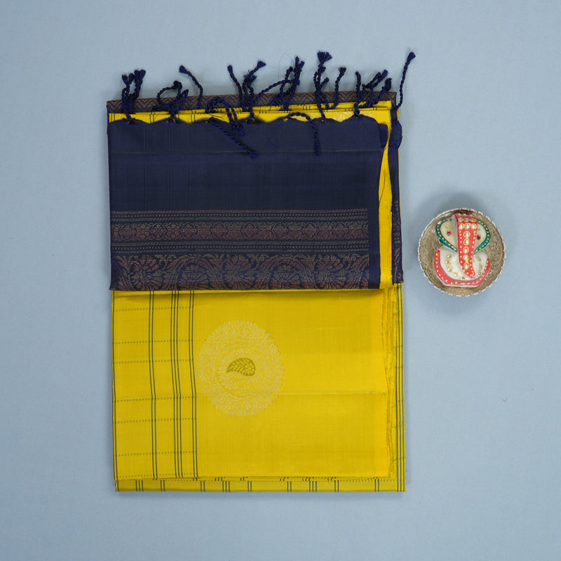 Hayagrivas Lemon Yellow Handloom Soft Silk Saree KBF889H16-1