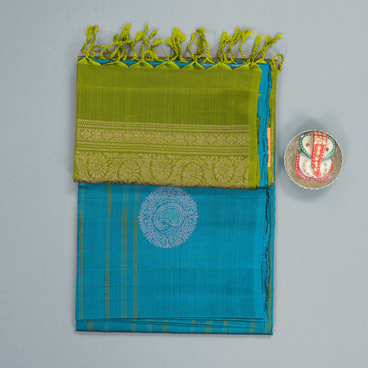 Hayagrivas Aqua Blue Handloom Soft Silk Saree KBF889H16-2