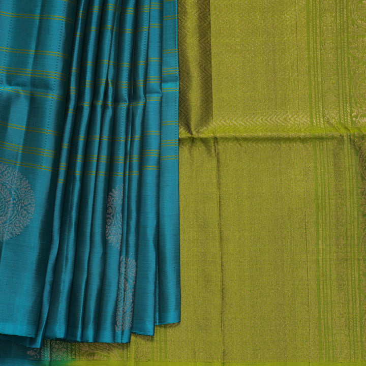 Hayagrivas Aqua Blue Handloom Soft Silk Saree KBF889H16-2