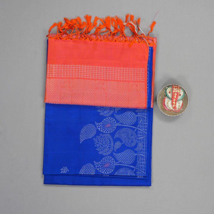 Hayagrivas MS Blue Handloom Soft Silk Saree KBF889H19-1