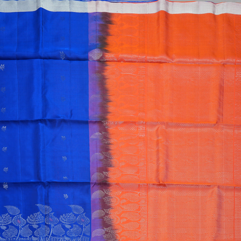 Hayagrivas MS Blue Handloom Soft Silk Saree KBF889H19-1