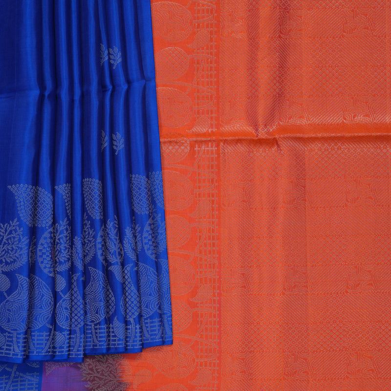 Hayagrivas MS Blue Handloom Soft Silk Saree KBF889H19-1