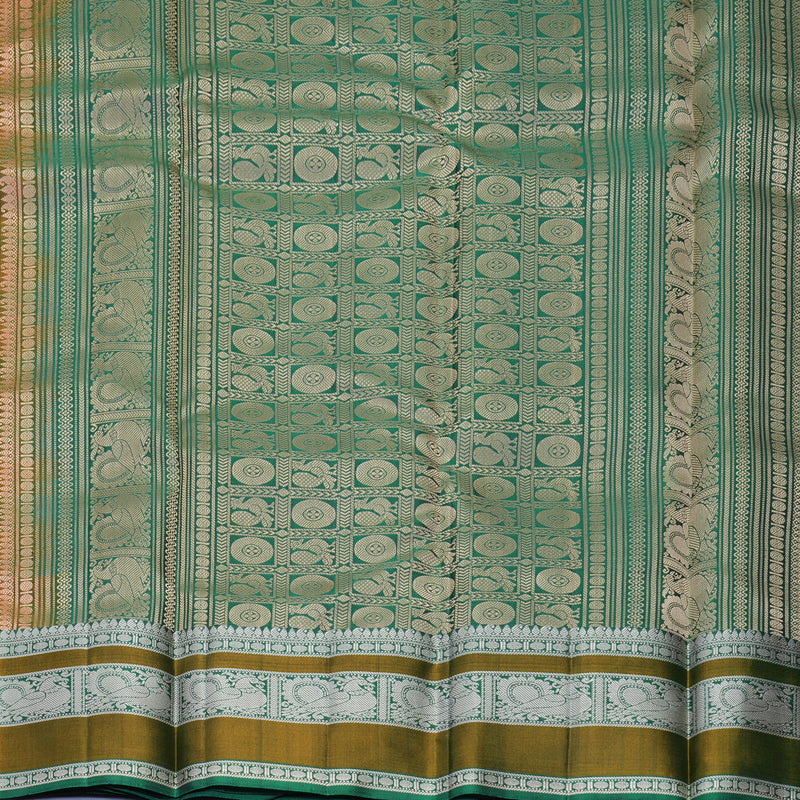 Hayagrivas Handloom Honey Shade Kanjivaram Silk Saree with Dark Green Border KBF890H1-14