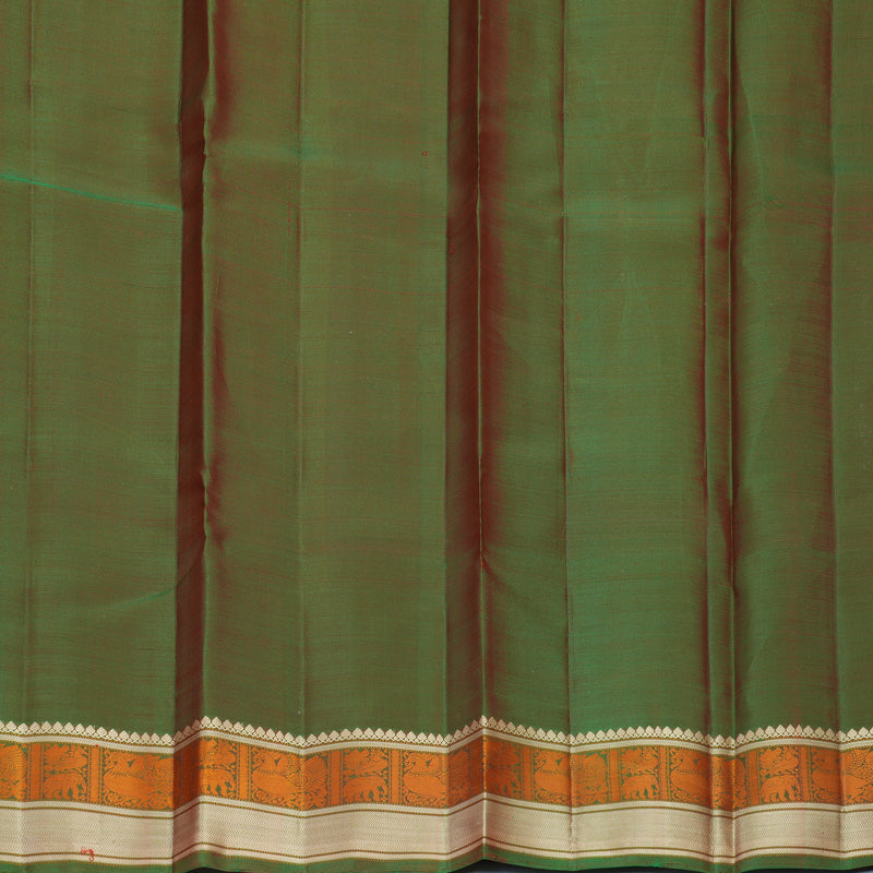 Hayagrivas Handloom Red Kanjivaram Silk Saree with Manthalir Green Border KBF890H1-15