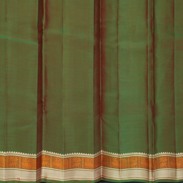 Hayagrivas Handloom Red Kanjivaram Silk Saree with Manthalir Green Border KBF890H1-15
