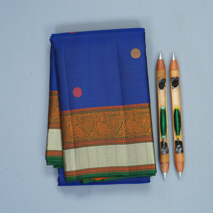 Hayagrivas Handloom MS Blue Kanjivaram Silk Saree with Bottle Green Border KBF890H1-16