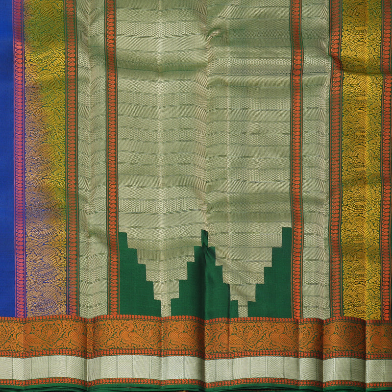 Hayagrivas Handloom MS Blue Kanjivaram Silk Saree with Bottle Green Border KBF890H1-16