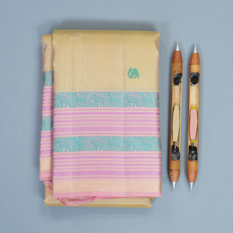 Hayagrivas Handloom Sandal Kanjivaram Silk Saree with Baby Pink Border KBF890H1-17