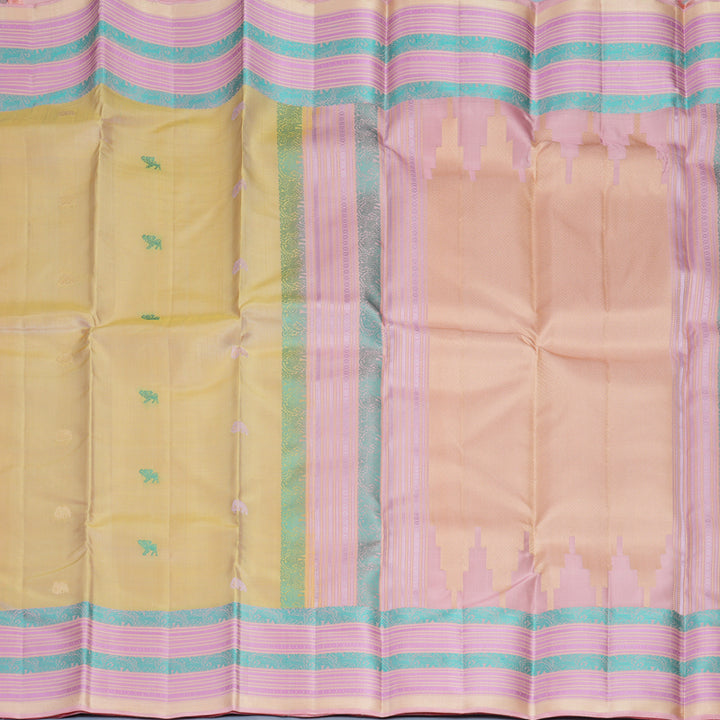 Hayagrivas Handloom Sandal Kanjivaram Silk Saree with Baby Pink Border KBF890H1-17