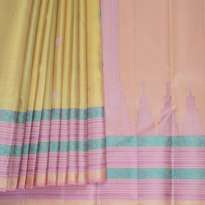 Hayagrivas Handloom Sandal Kanjivaram Silk Saree with Baby Pink Border KBF890H1-17