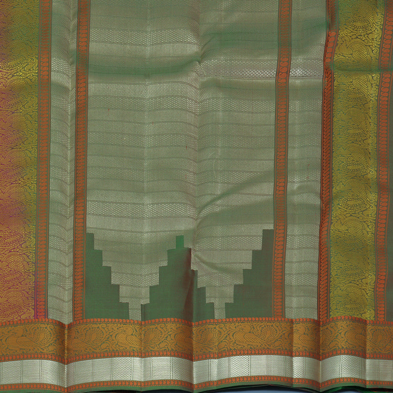 Hayagrivas Handloom Rusty Magenta Kanjivaram Silk Saree with Manthalir Green Border KBF890H1-18
