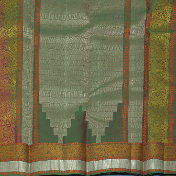 Hayagrivas Handloom Rusty Magenta Kanjivaram Silk Saree with Manthalir Green Border KBF890H1-18