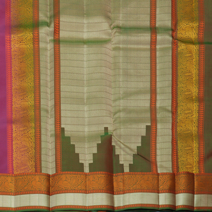Hayagrivas Handloom Wine Maroon Kanjivaram Silk Saree with Manthalir Green Border KBF890H1-3