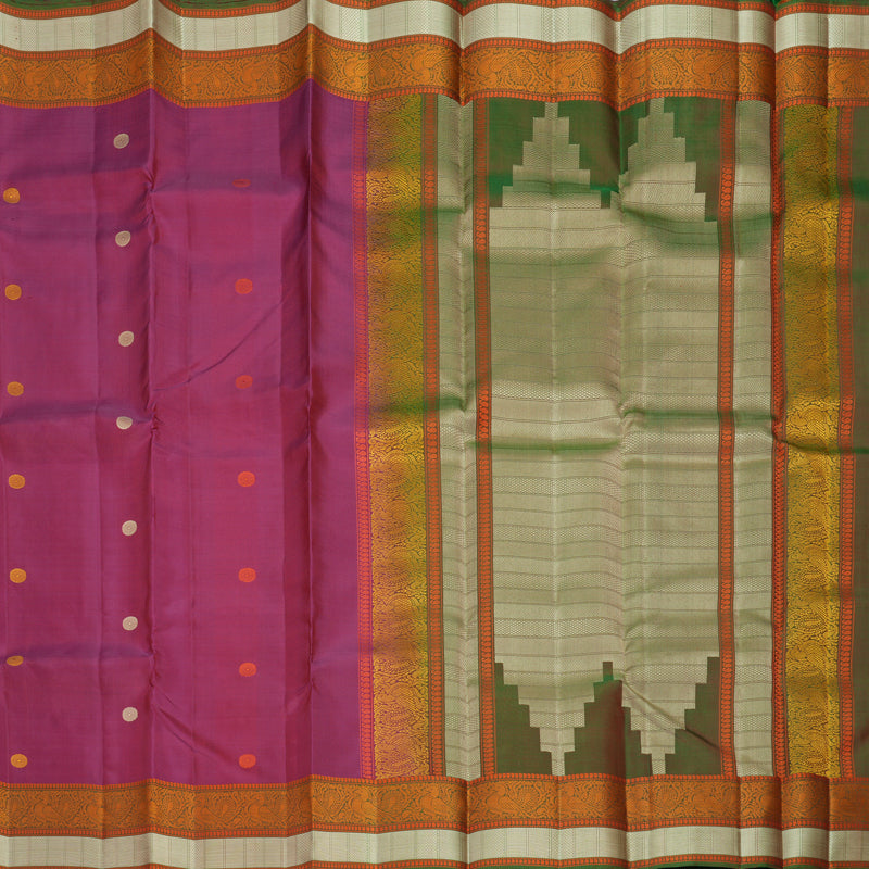 Hayagrivas Handloom Wine Maroon Kanjivaram Silk Saree with Manthalir Green Border KBF890H1-3