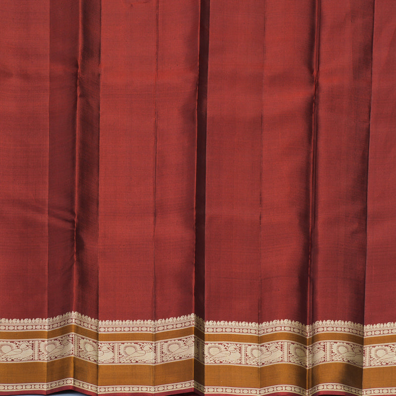 Hayagrivas Handloom Dark Green Kanjivaram Silk Saree with Rust Orange Border KBF890H1-5