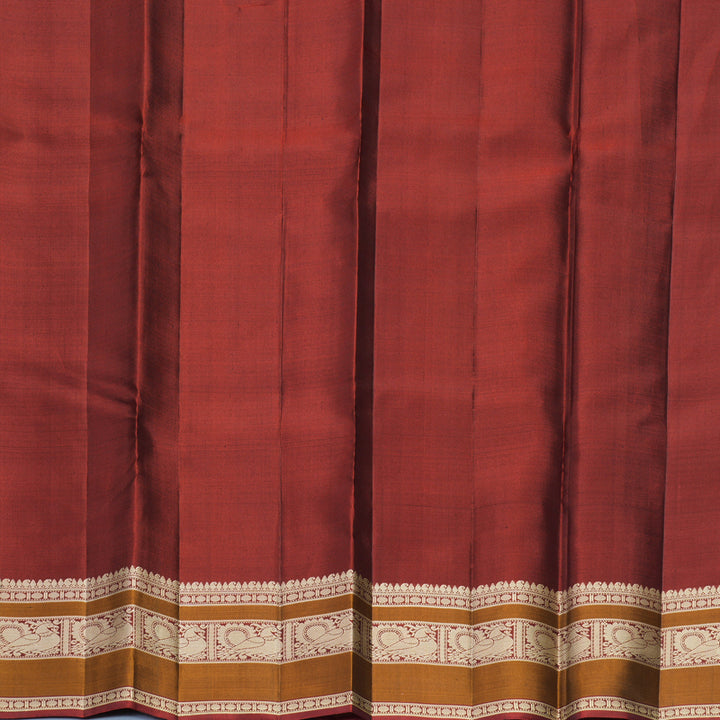 Hayagrivas Handloom Dark Green Kanjivaram Silk Saree with Rust Orange Border KBF890H1-5