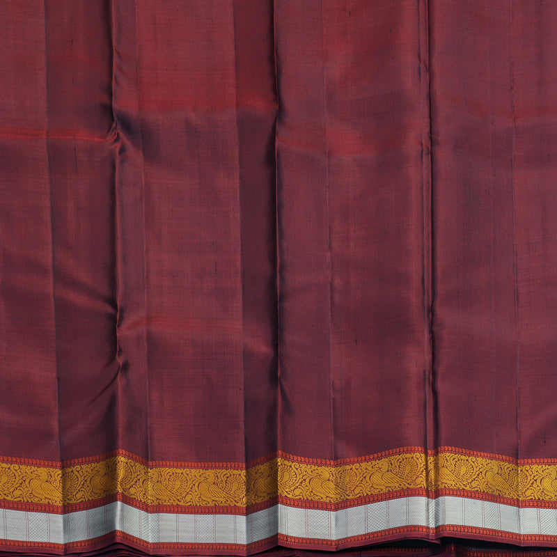 Hayagrivas Handloom Honey Shade Kanjivaram Silk Saree with Maroon Border KBF890H1-6