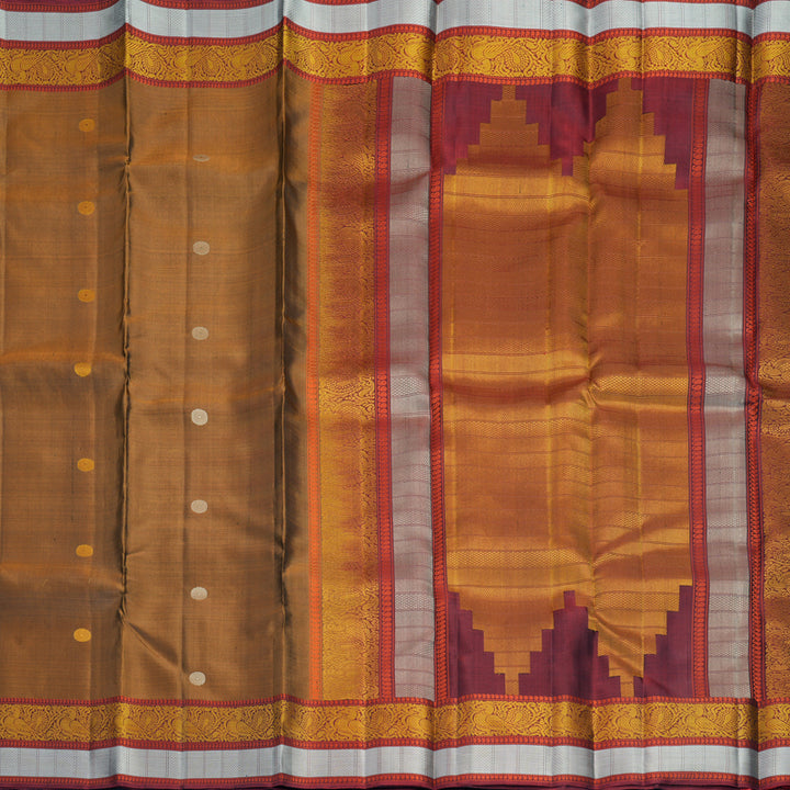 Hayagrivas Handloom Honey Shade Kanjivaram Silk Saree with Maroon Border KBF890H1-6