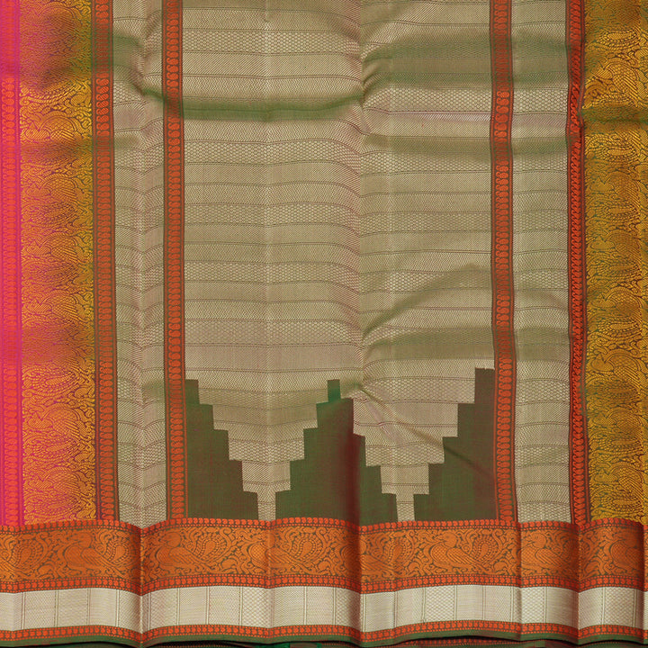 Hayagrivas Handloom Pink Kanjivaram Silk Saree with Manthalir Green Border KBF890H1-8