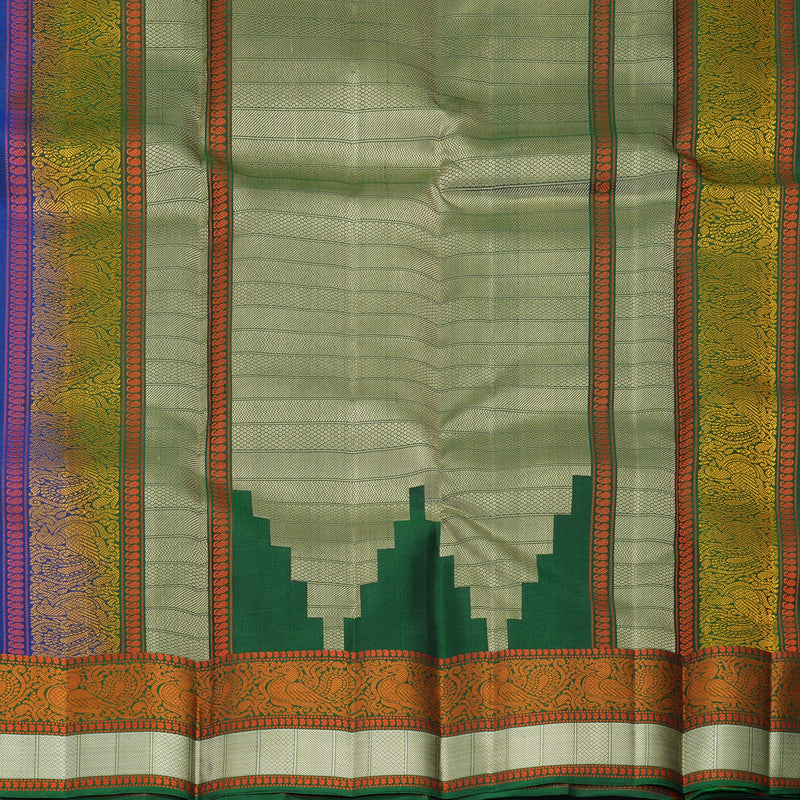 Hayagrivas Handloom Royal Blue Kanjivaram Silk Saree with Bottle Green Border KBF890H1-9