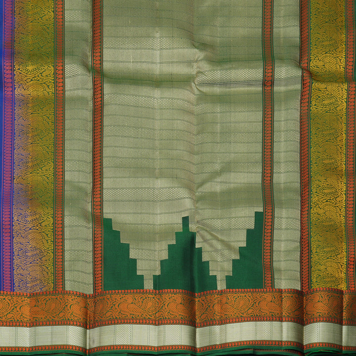 Hayagrivas Handloom Royal Blue Kanjivaram Silk Saree with Bottle Green Border KBF890H1-9
