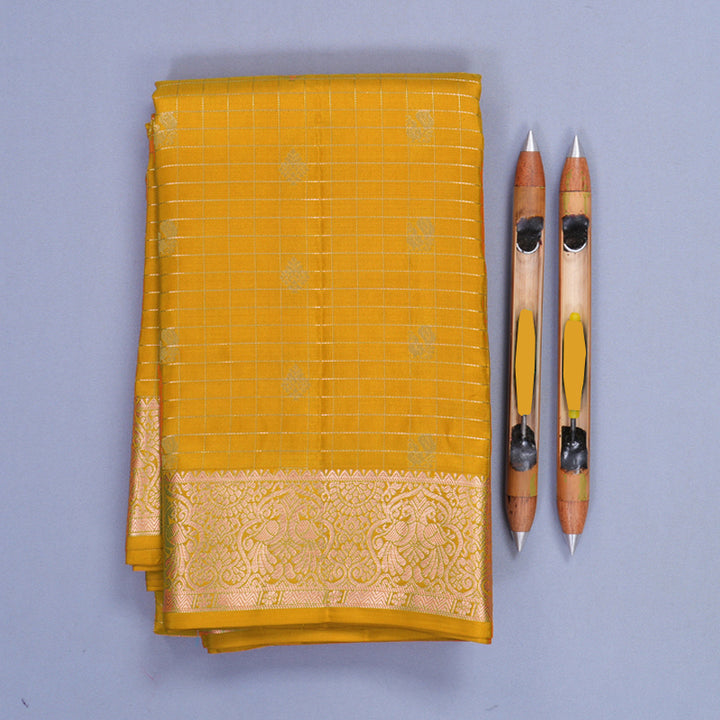 Hayagrivas Handloom Mustard Yellow Kanjivaram Silk Saree KBF891H1-10