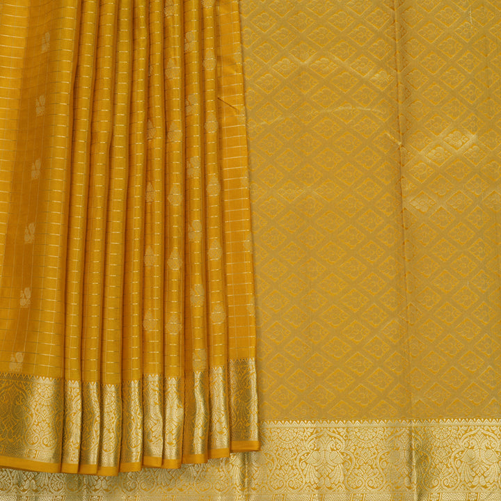 Hayagrivas Handloom Mustard Yellow Kanjivaram Silk Saree KBF891H1-10