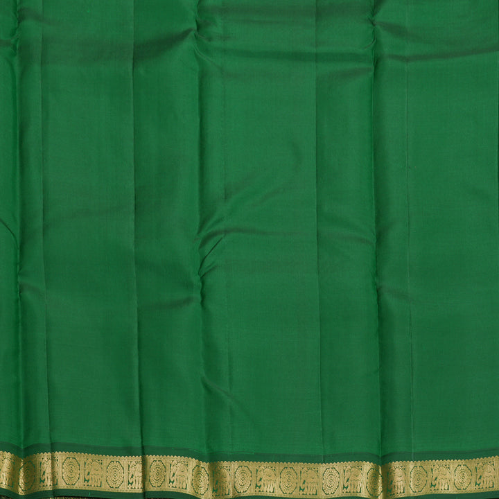 Hayagrivas Handloom Parrot Green Kanjivaram Silk Saree with Bottle Green Border KBF891H2-1
