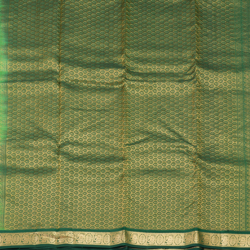Hayagrivas Handloom Parrot Green Kanjivaram Silk Saree with Bottle Green Border KBF891H2-1